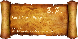 Bonifert Patrik névjegykártya